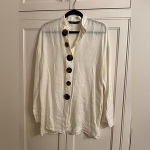 Zara Cream Casual Button-Down Shirt